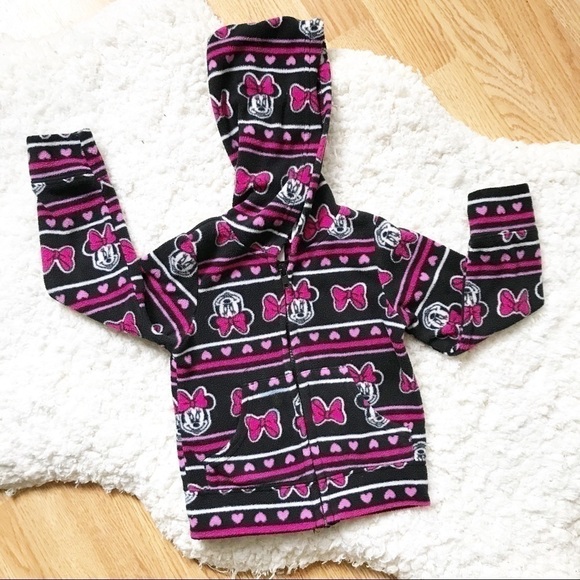 Disney: Minnie Heart & Bow Hooded Fleece Jacket 3T - Picture 1 of 6